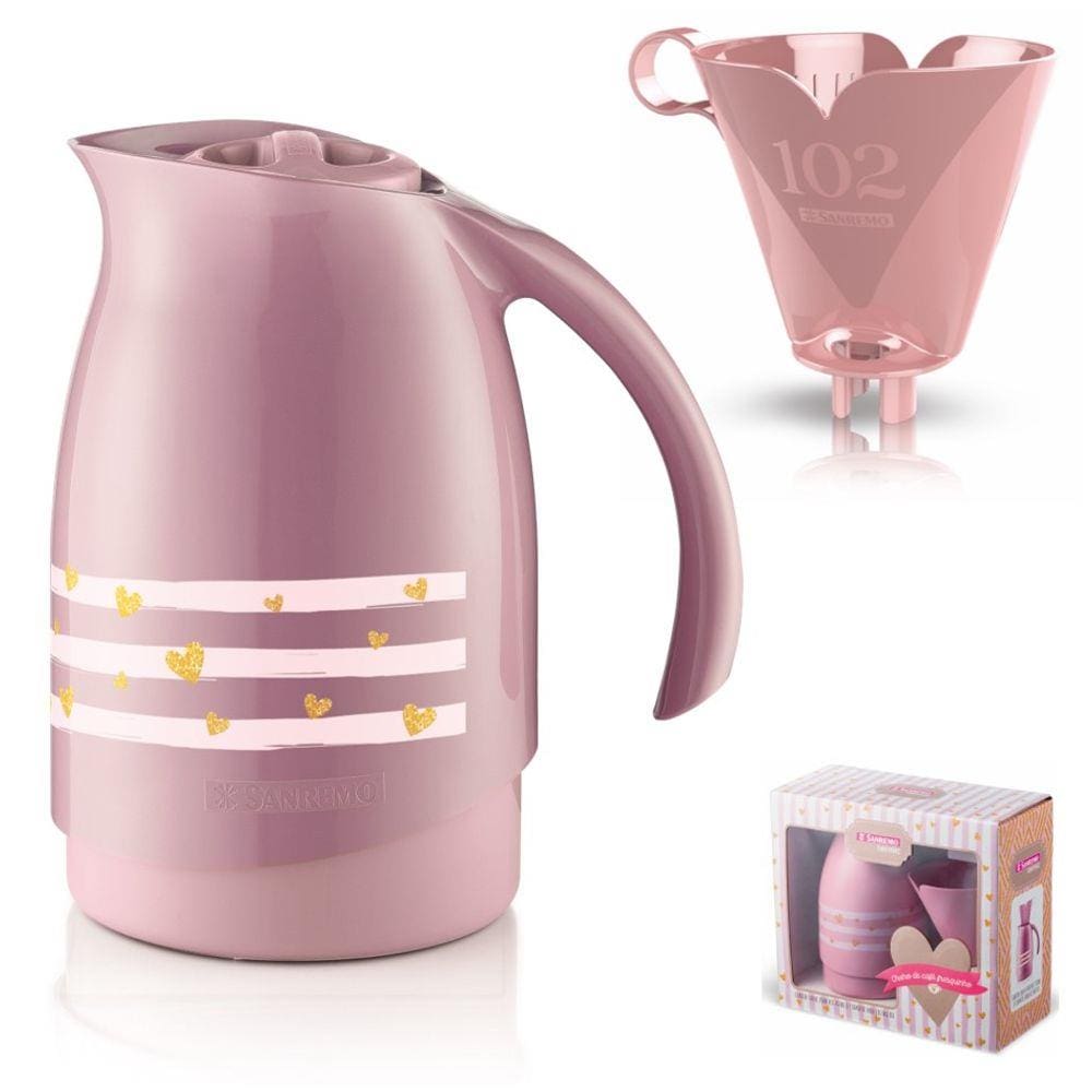 Conjunto Bule Térmico 700ml Filtro Coador Café Passado Decorado Cuidar - SR101160 Sanremo