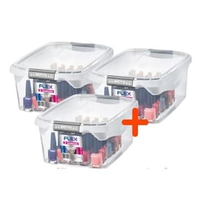 Kit 3 Caixa Organizadora 6l Multiuso Tampa Porta Utensílios Closet Armário Gaveta - Sanremo