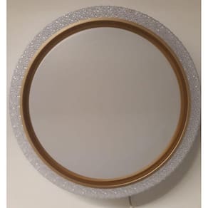 Plafon Sobrepor Almaz Cristal Detalhe Dourado 50cm Led 48W 3000K a 6000K Bivolt DS9960 Delis