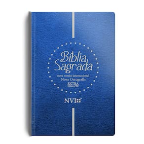 Bíblia NVI extra gigante Novo Testamento - 2 cores semi luxo azul