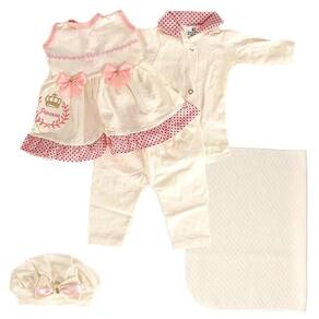 Kit Roupa Boneca Reborn 46/56Cm 6 Itens Vestido Poá Casinha