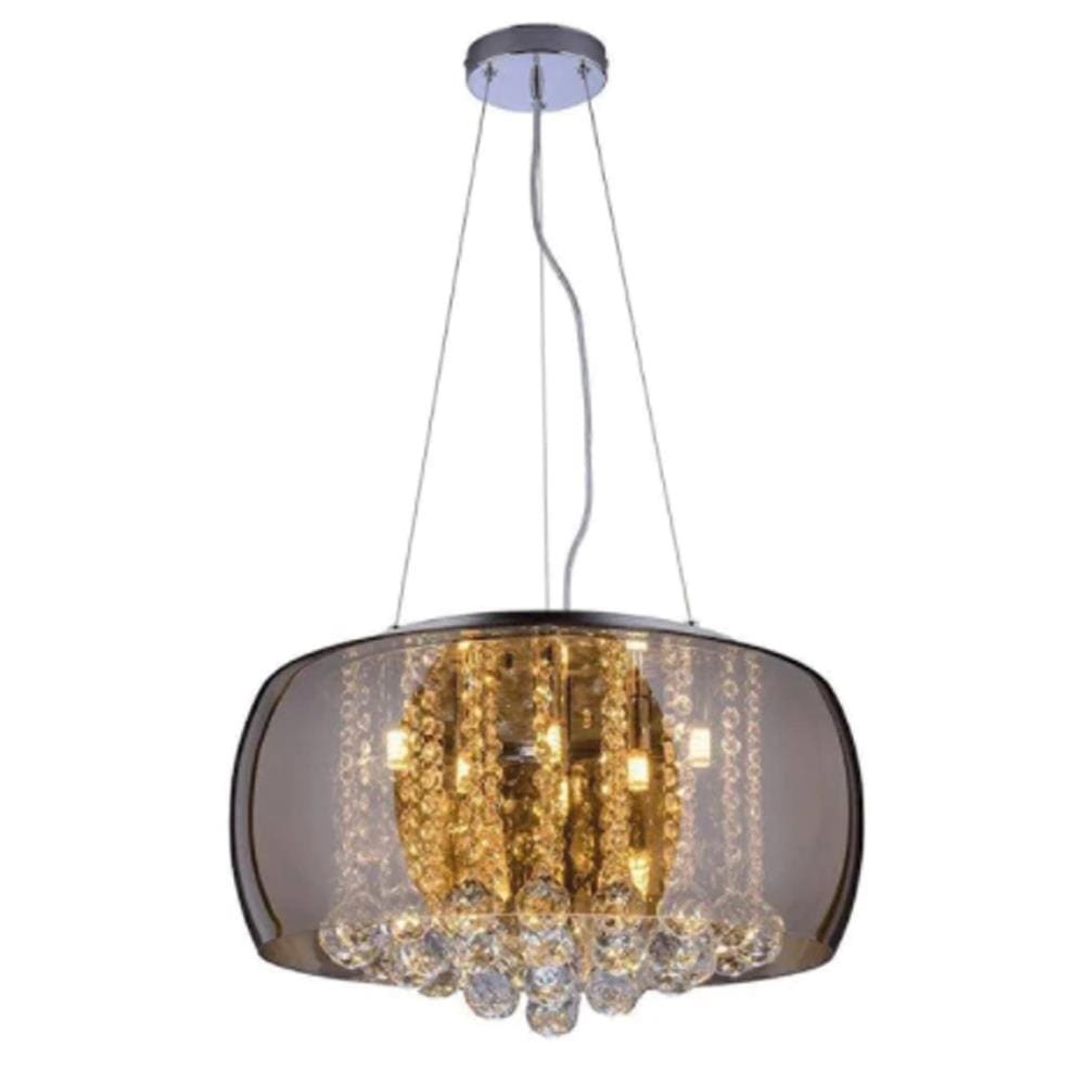 Pendente/Plafon em Vidro e Cristal Attractive Âmbar 50cm G9 - Lustre Design Moderno Sala/Quarto