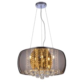 Pendente/Plafon em Vidro e Cristal Attractive Âmbar 50cm G9 - Lustre Design Moderno Sala/Quarto