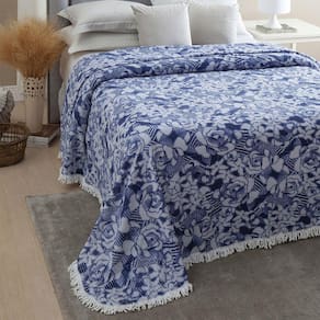 Colcha Casal Chenille Canelada Jolitex Valentina Azul