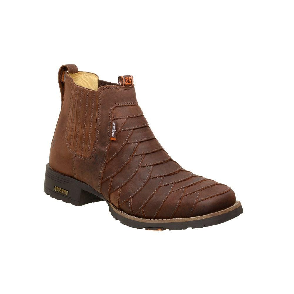 Botina Zebu Bico Quadrado Masculina Em Couro Terra - 57040
