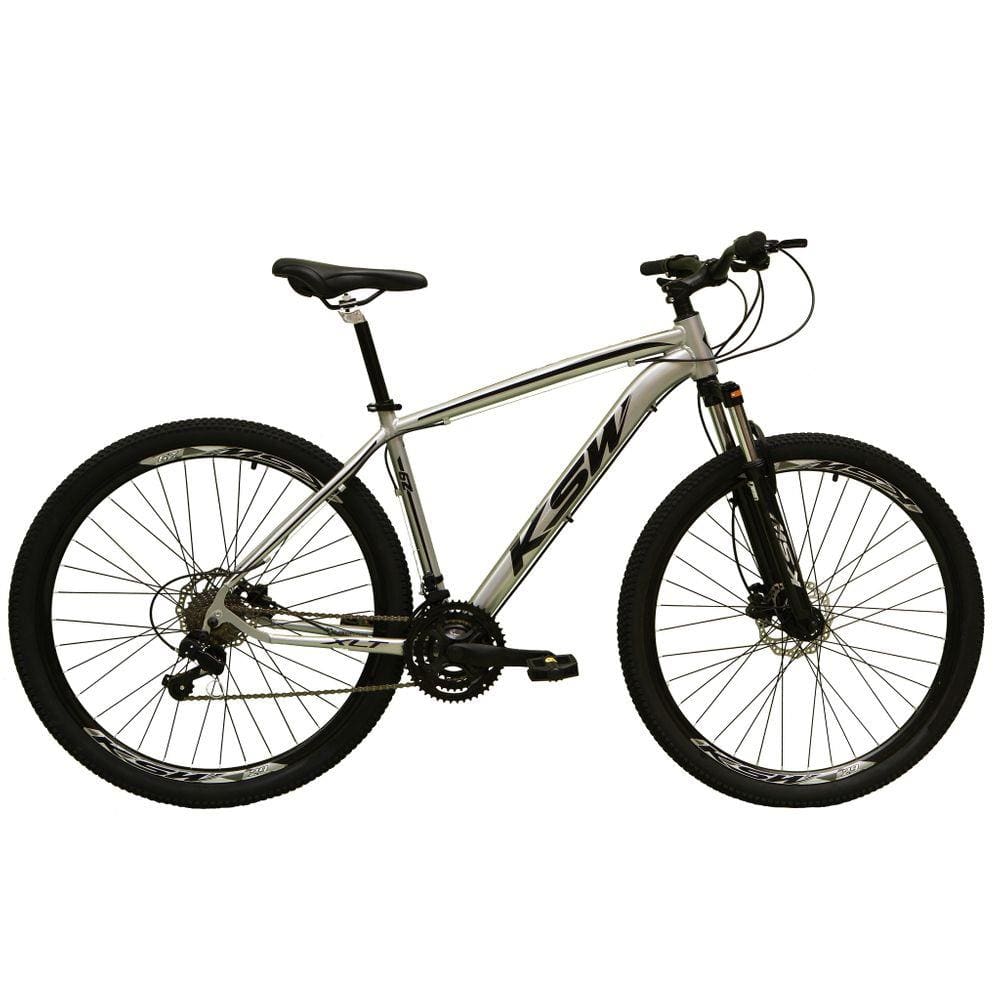 Bicicleta Aro 29 Ksw Xlt 21v Freio A Disco Suspensão Mountain Bike Alumínio - Prata