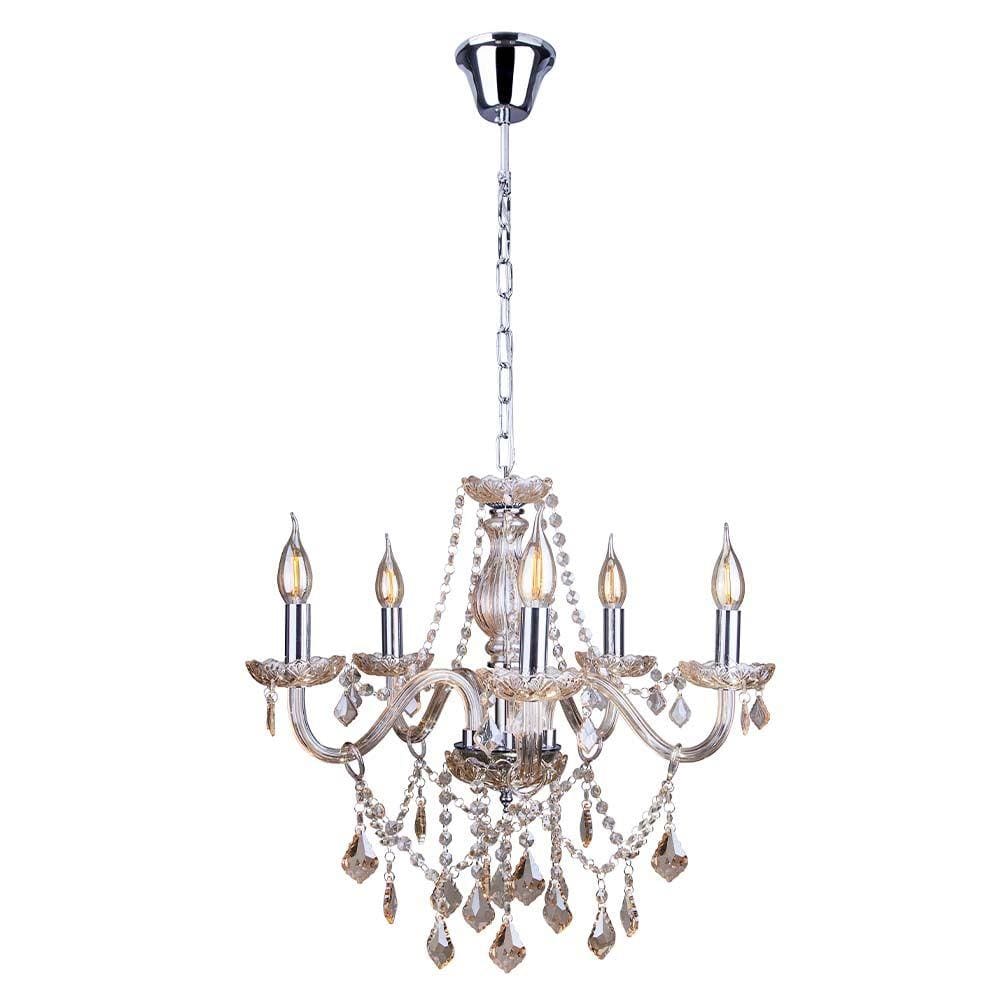 Lustre Candelabro de Cristal Legítimo France Nice 5 braços E14