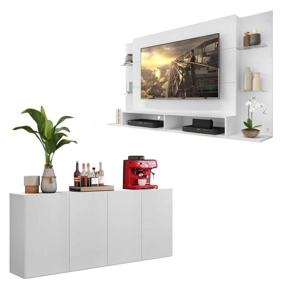 Conjunto Sala de Estar Painel TV 60” e Aparador Helena Multimóveis Branco