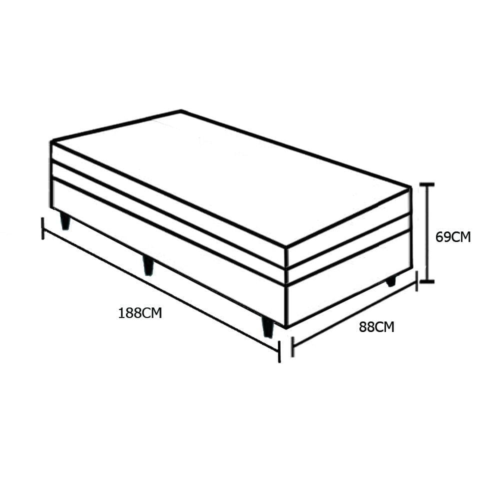 Cama Box Baú Solteiro Colchão Mola Bonnel Acolchões + Box Poliéster 65x88x188