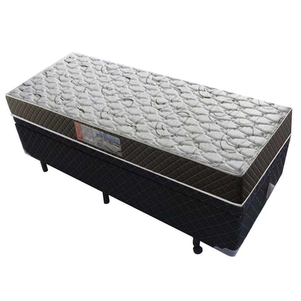 Cama Box Baú Solteiro Colchão Mola Bonnel Acolchões + Box Poliéster 69x88x188