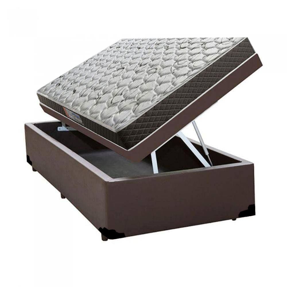 Cama Box Baú Solteiro Colchão Mola Bonnel Acolchões + Box Sintético 65x88x188