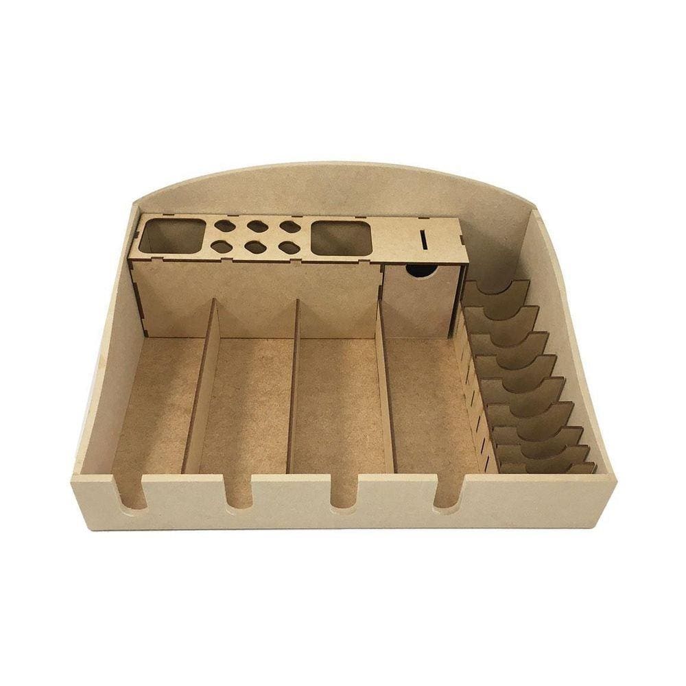 Organizador Mdf Kit Barbeiro Maquina Lamina E Pente