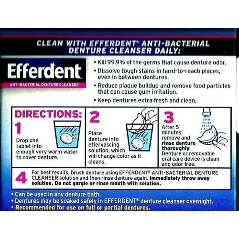 Efferdent Limpador Dentadura/Aparelho Antibacteriano-20 Caps