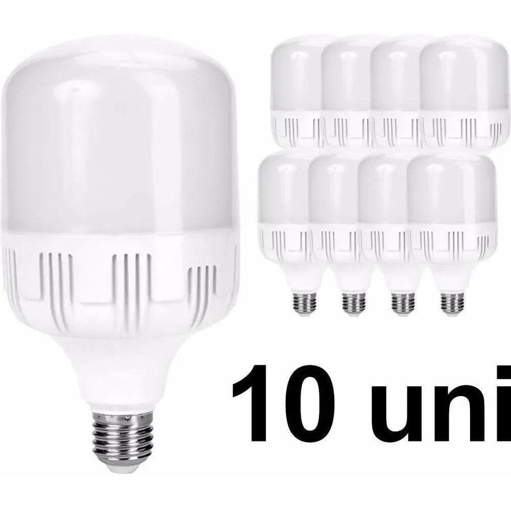 Kit 10 Lampadas Led 50W Bulbo E27 Bco Frio Barracao Economia