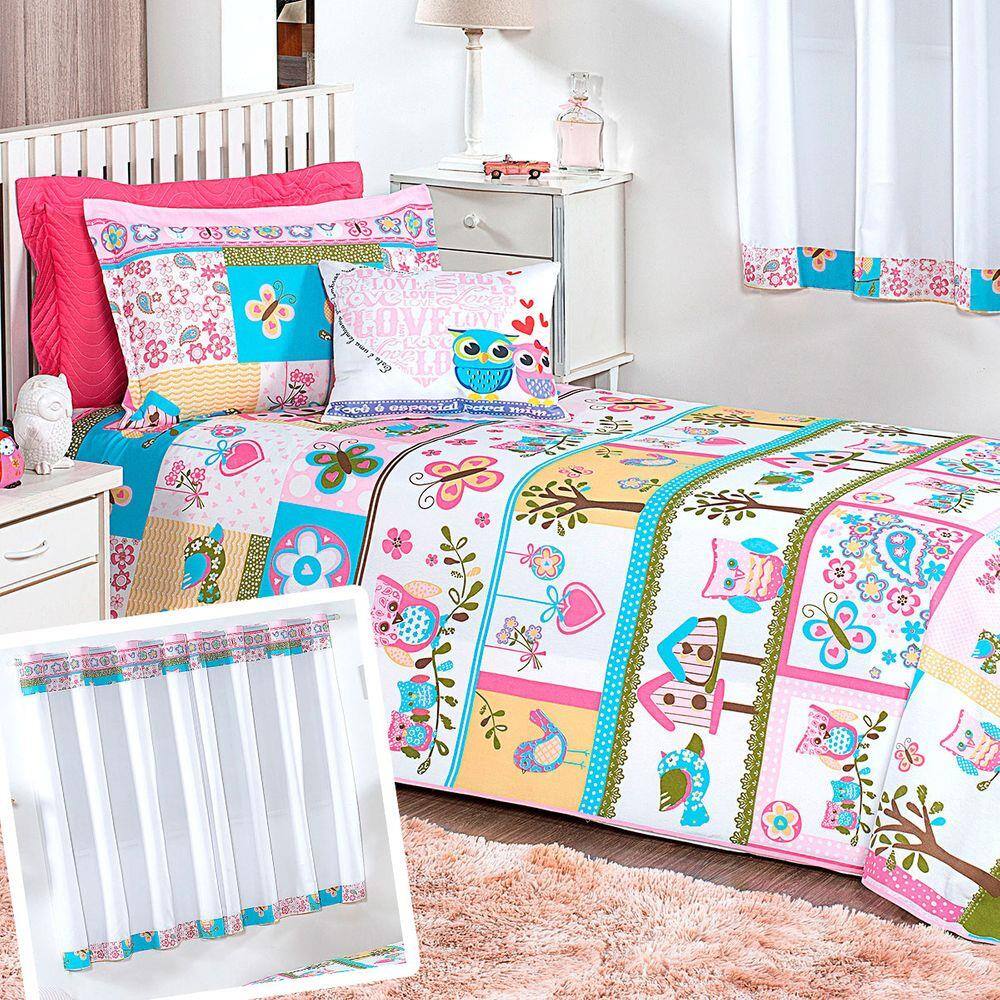 Jogo de Cama Infantil Menina Estampado Balão 3 Peças Tecido Microfibra