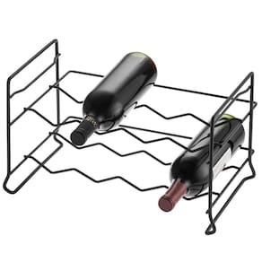 Adega Empilhável 8 Garrafas Vinho Suporte Garrafeira Horizontal Grafite