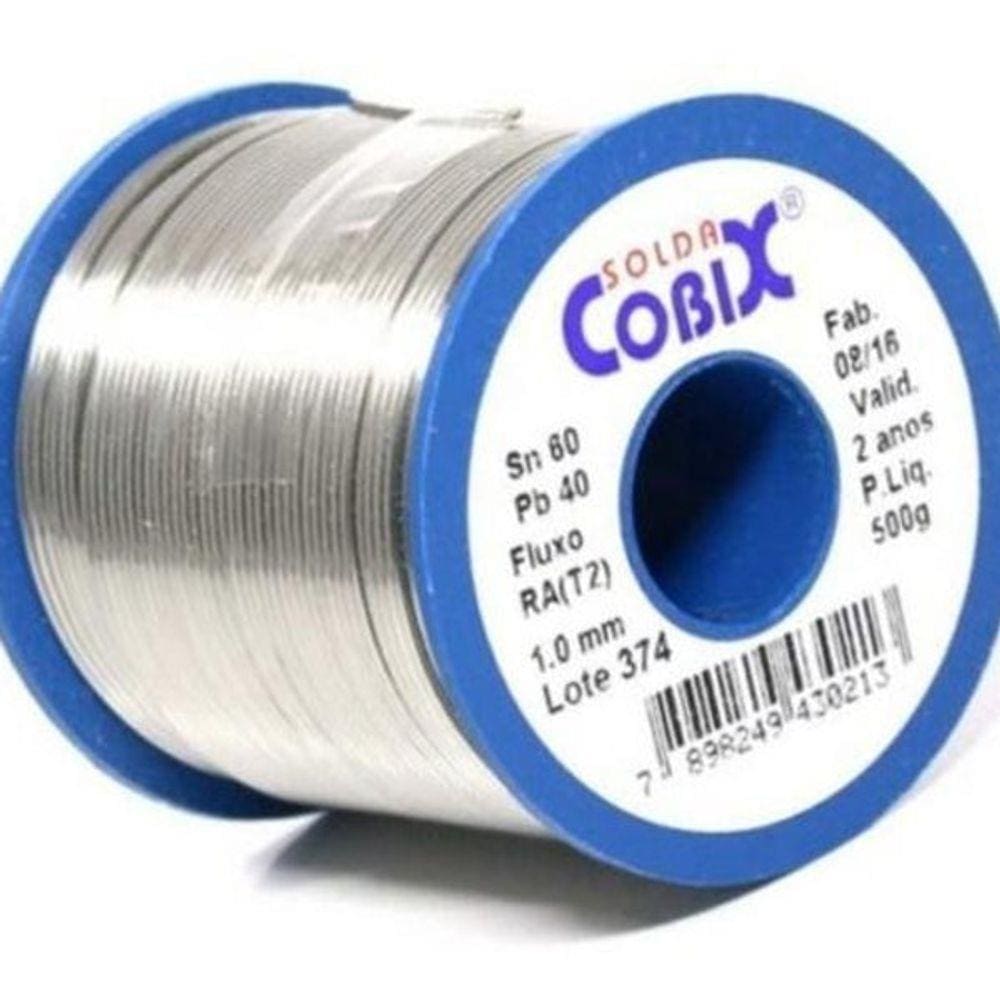Solda Estanho 60X40 1Mm Com Fluxo Ra T2 Rolo 500G - Cobix