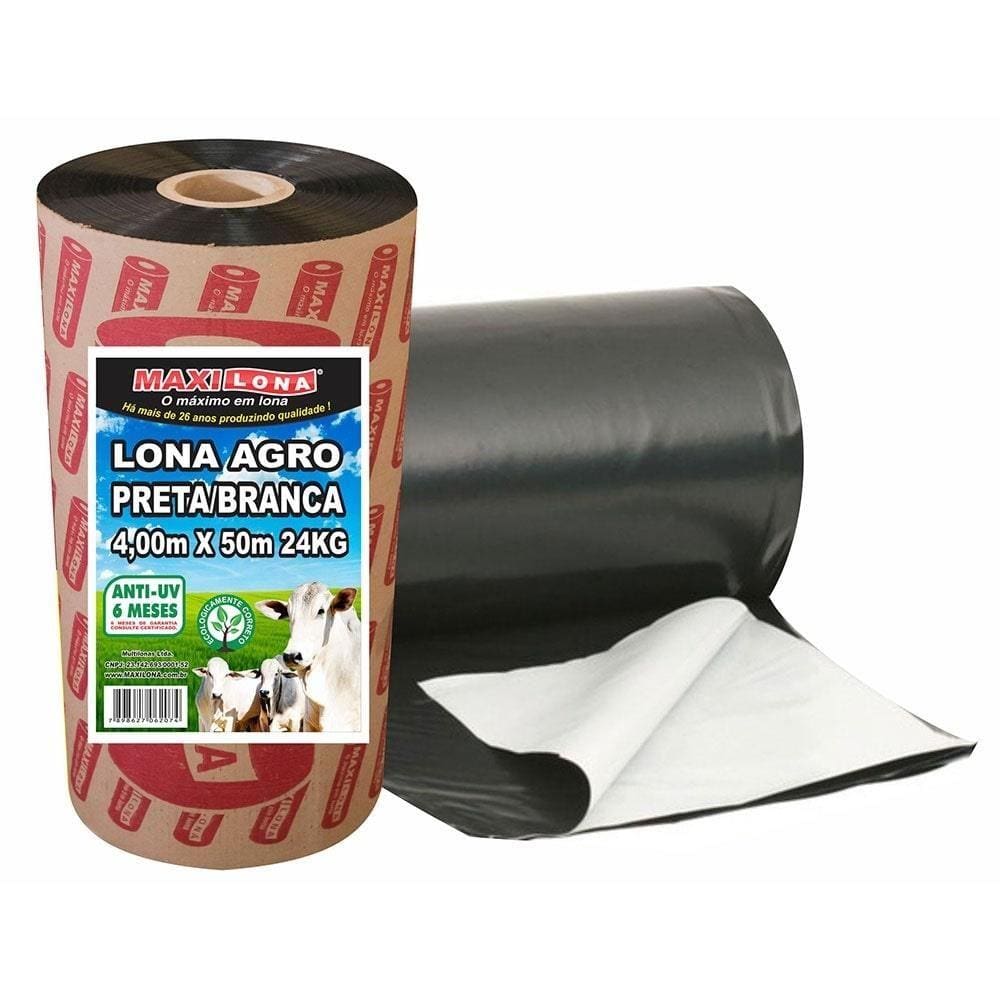 Lona Plástica Preta/Branca Maxlona 4 x 50m 24Kg
