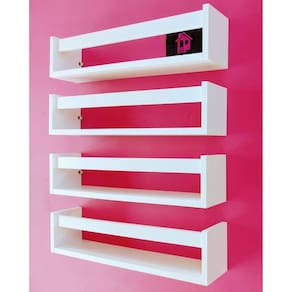 Combo 4 Prateleiras de Livros Brinquedos Pelúcia Quarto Infantil Nichos Mdf Sala de leitura 40cm