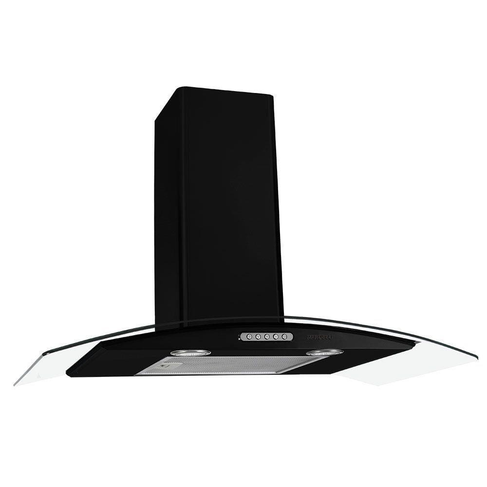 Coifa de Parede 80cm Vidro Curvo Duto Slim Nardelli Black