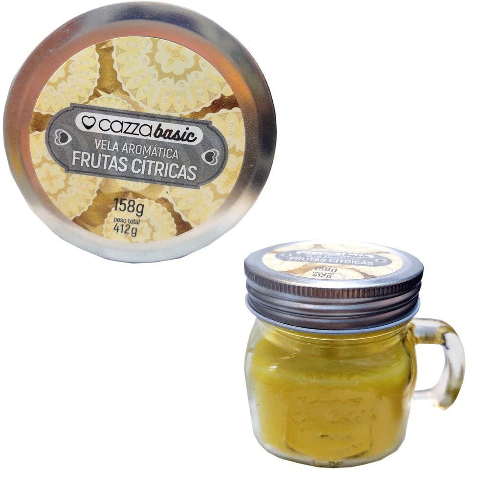 Vela Aromática Frutas Citricas Amarelo Vidro Decorativo 158G
