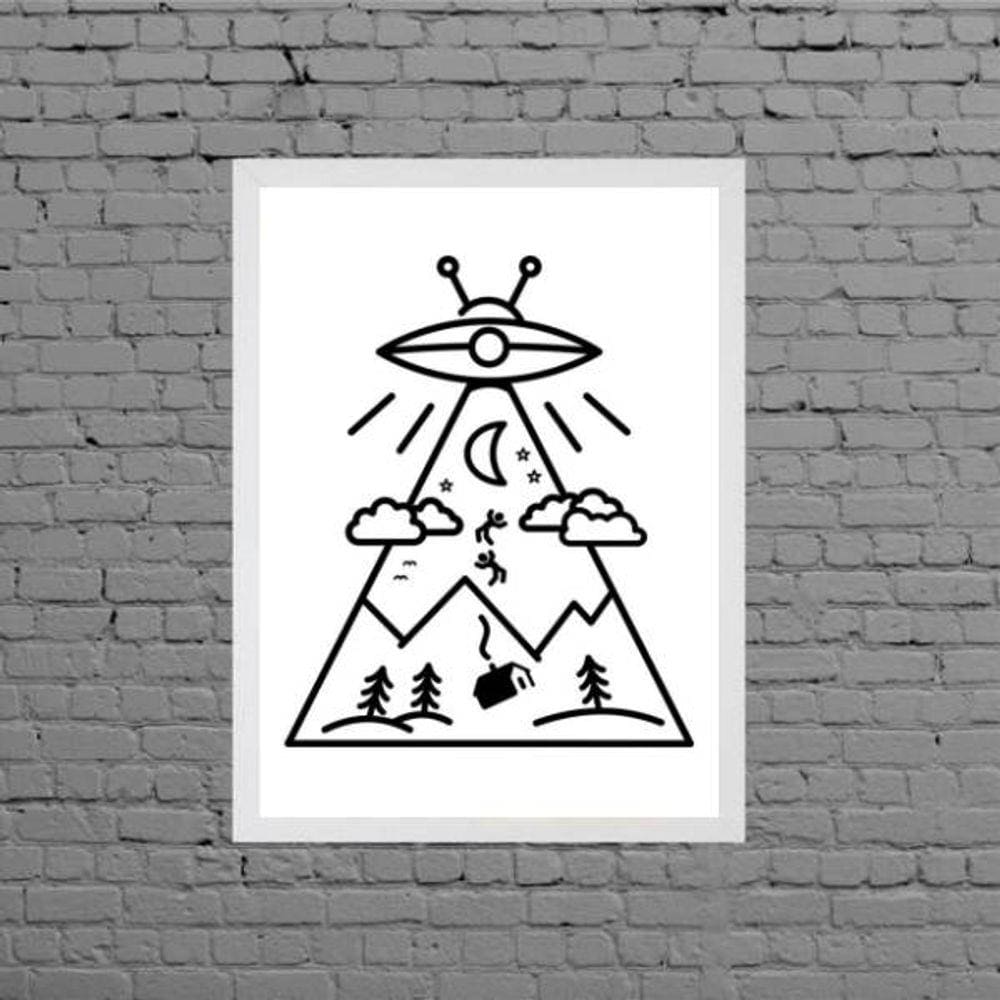 Quadro Decorativo Abdução Disco Voador 45x34cm