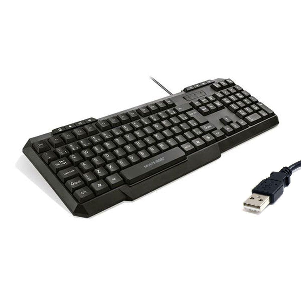Teclado Com Fio Multimidia Multilaser Slim Preto Usb - Tc206