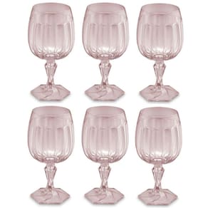 Conjunto 6 Taças Para Água Suco 350ml Plástico Rosa Translucido Samba UZ