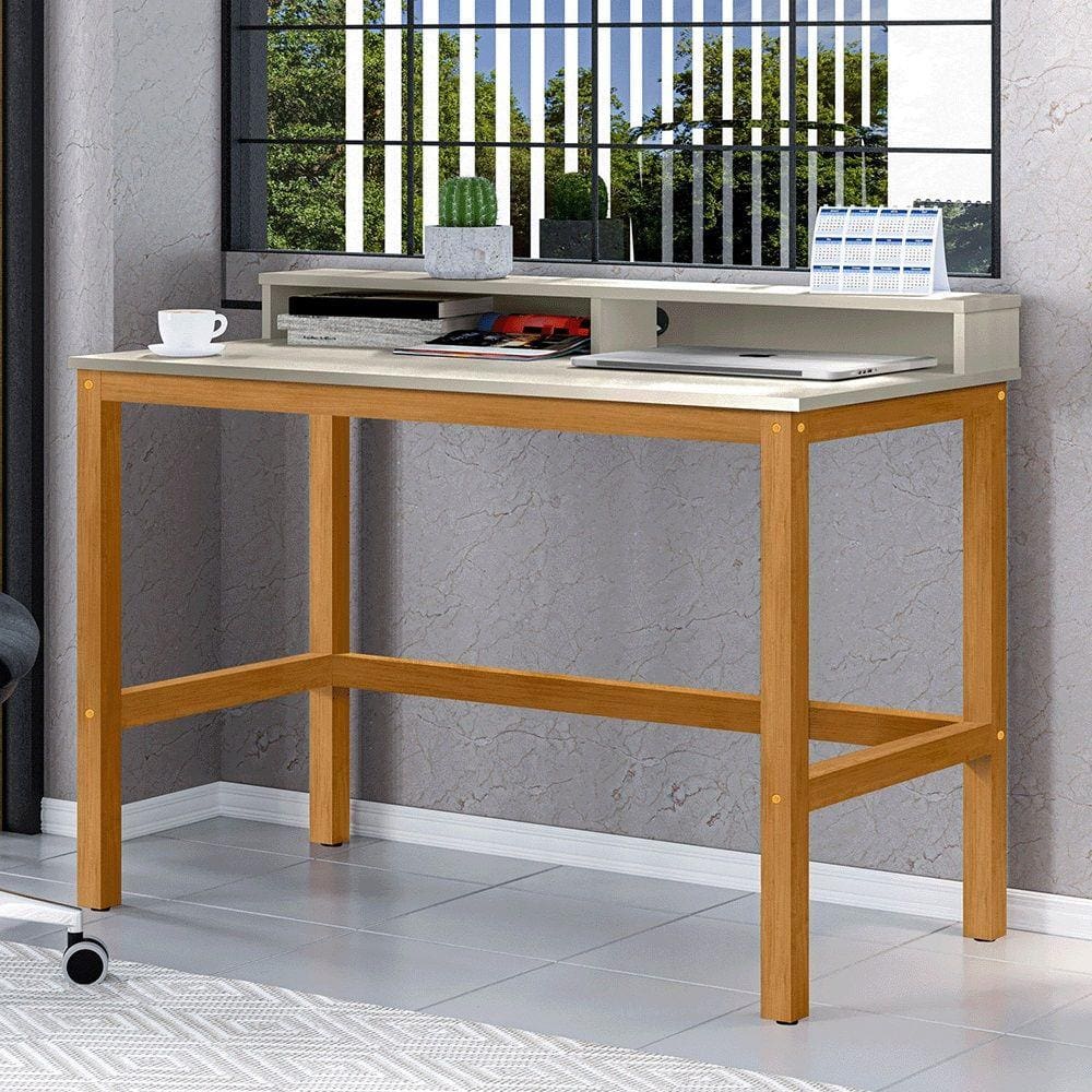 Escrivaninha Mesa Computador Califórnia Pés Madeira Maciça