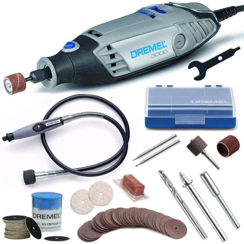 Micro Retifica Elétrica Kit c/ 82 + Eixo Flexível Dremel 3000