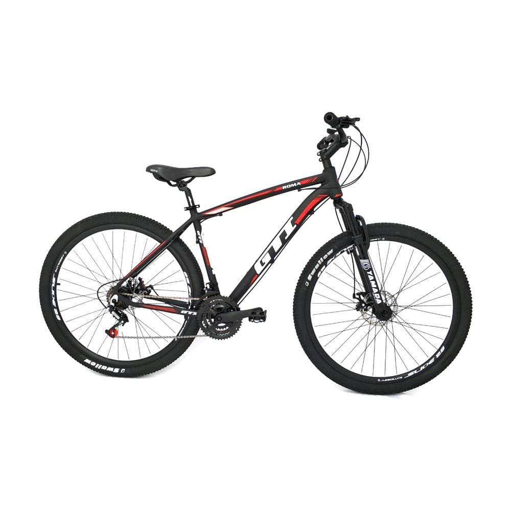 Bicicleta GTI Roma Aro 29 Quadro 15 Alumínio preto/vermelho 21V Trocador Yamada .