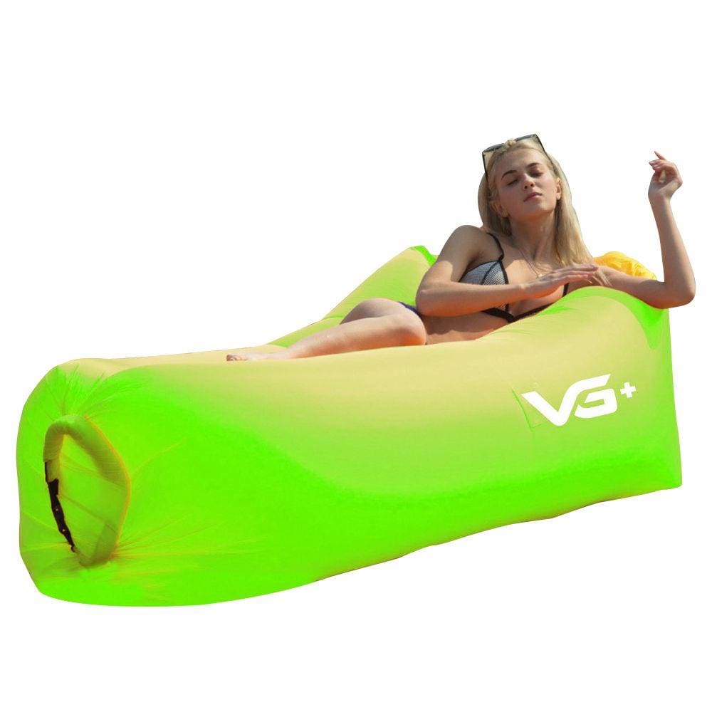 Sofá de Ar Inflável Camping Saco de Dormir Verde VG+