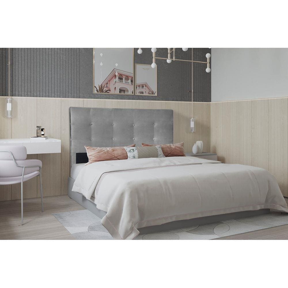 Cabeceira Solteiro 0,90m Berlim Suede Cinza Dal Poz Estofados