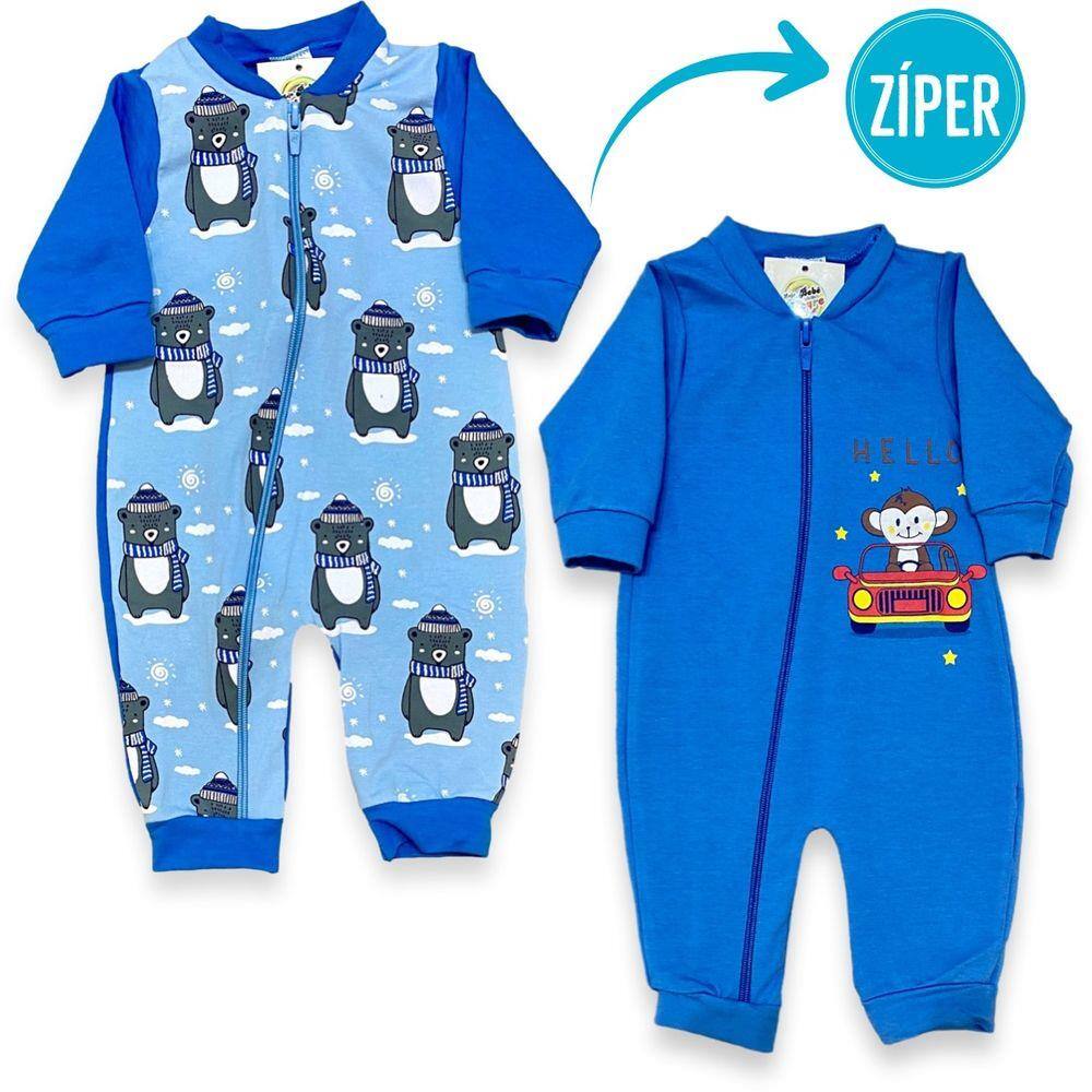 Kit 2pçs Macacão Longo de Zíper Bebê Menina barato atacado | Ponto