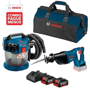 Combo Pague Menos Bosch 18V - Serra Sabre + Aspirador de Pó + 2 Bat+ Carre.+ Bolsa