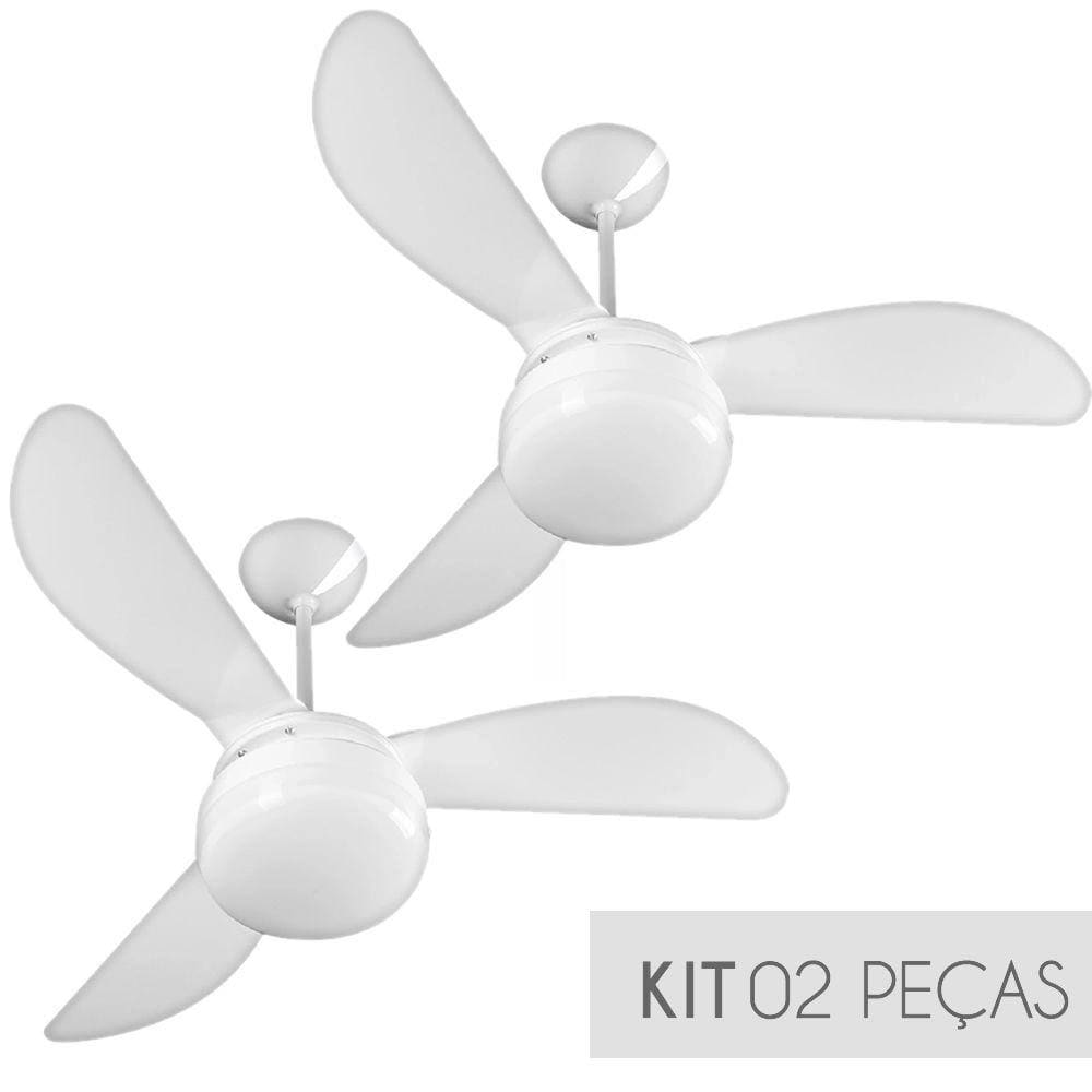 Kit Ventilador de Teto Ventisol Fenix Branco 3 Velocidades Premium Chave CV3 - 02 Unidades