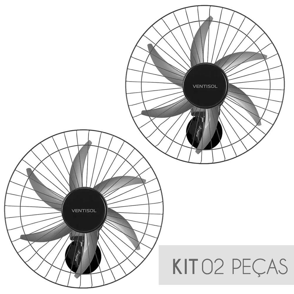 Kit Ventilador De Parede Ventisol 6 Pás Steel 50cm 200w Bivolt - 02 Unidades