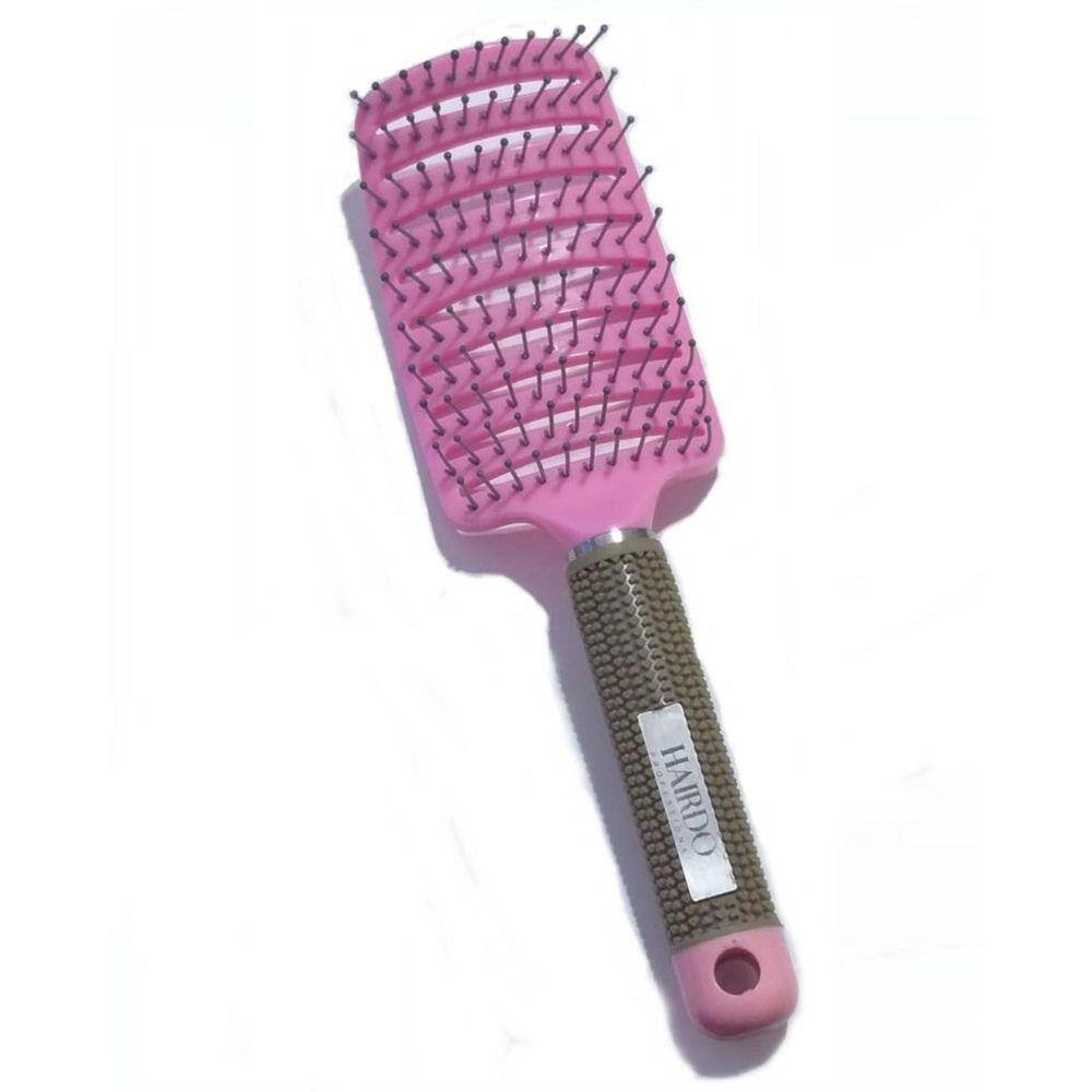 Escova Raquete Vazada Curva Cerâmica Profissional Rosa