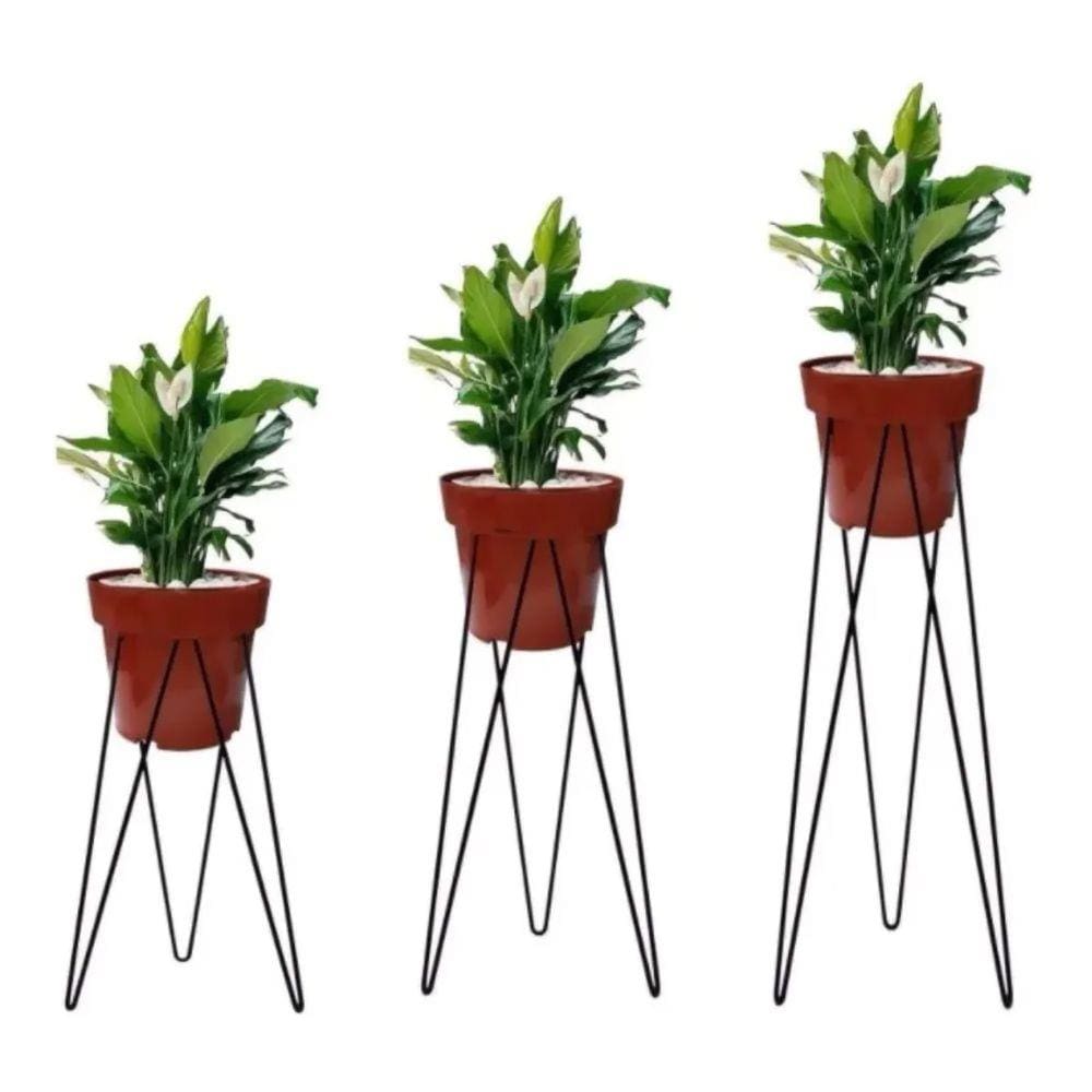 Kit 3 Tripés Para Vasos Planta Jardinagem Pmg Aramado Ferro