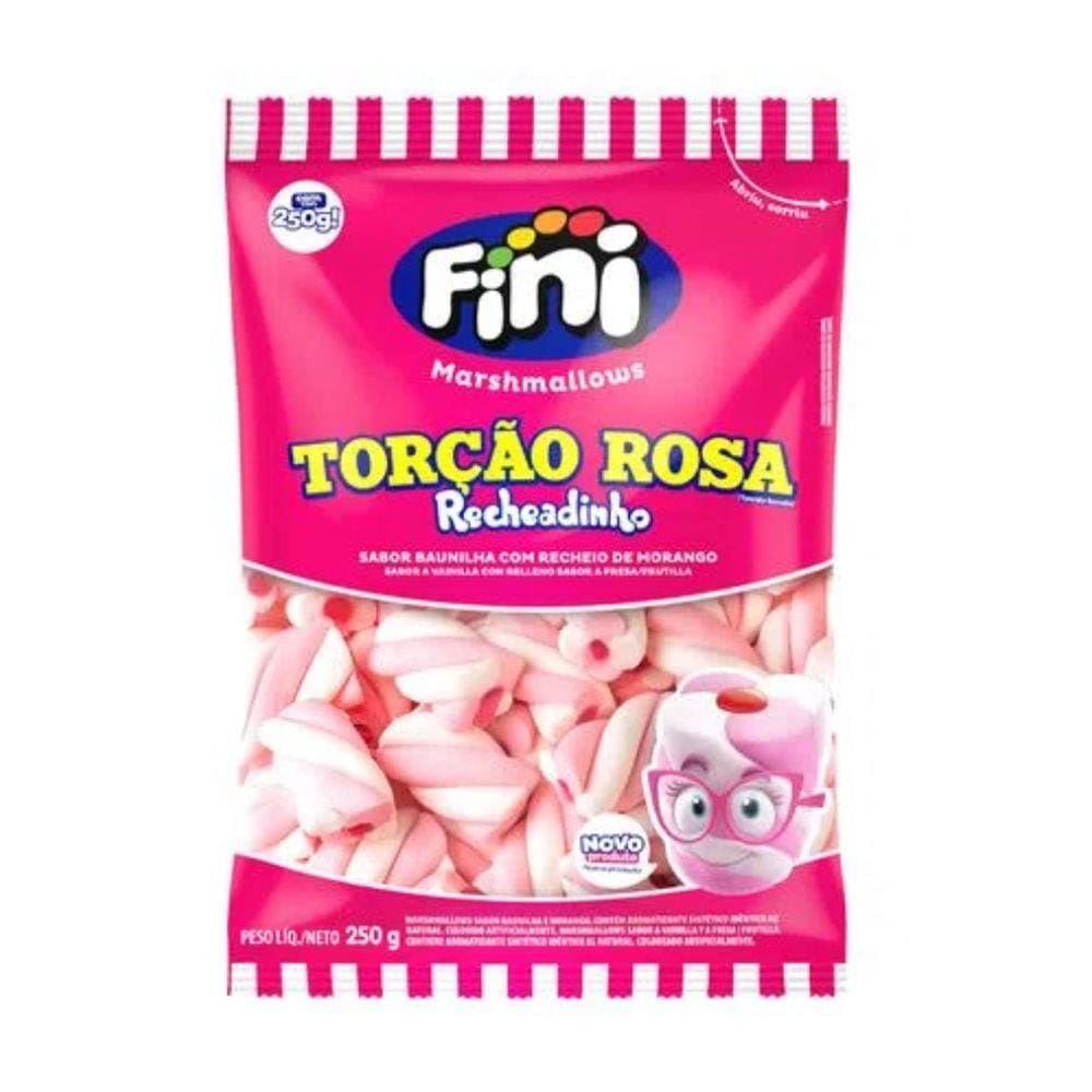 Marshmallow Torção Rosa e Branco Recheadinho Fini - 250g