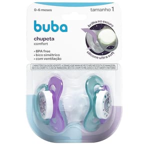 Chupeta Brilha Escuro Bico Silicone Comfort 0 A 6 Meses Buba