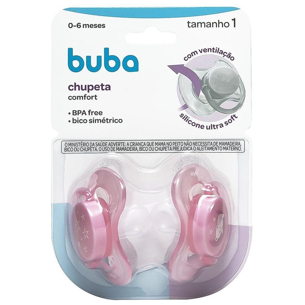 Chupeta Bico Silicone Ultra Soft Comfort 0 A 6 Meses Buba