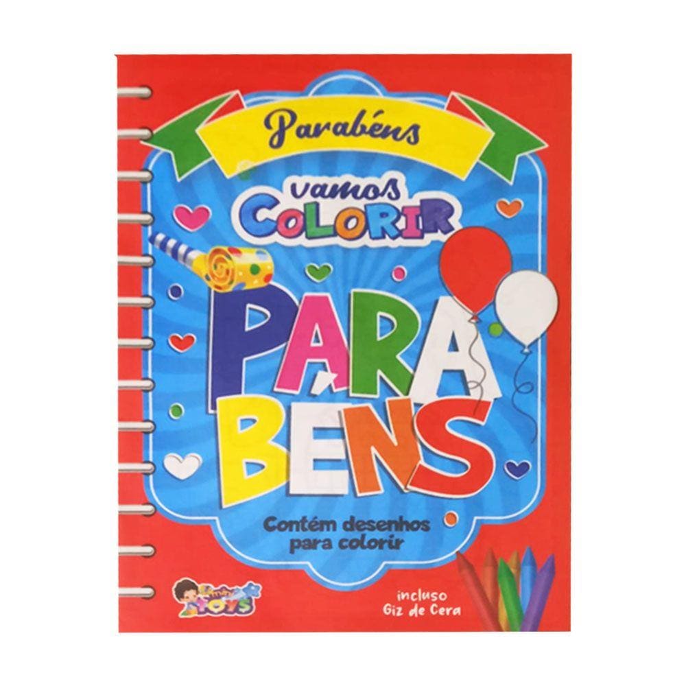 Livro para Colorir Parabéns com Giz de Cera