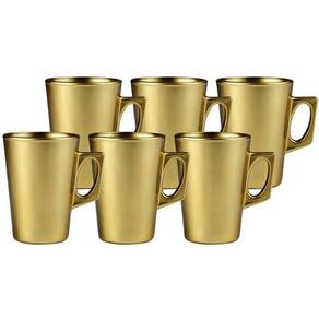 Jogo 6 Canecas Vidro Dourada Barcelona Hauskraft 140ml