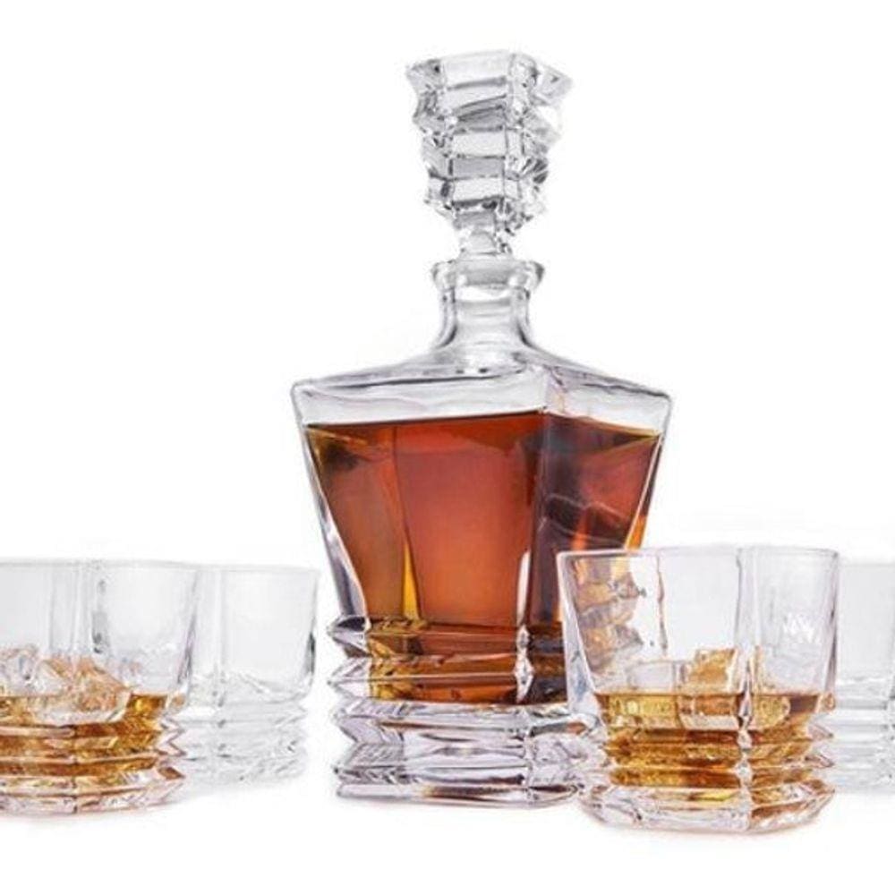Garrafa Decanter Vidro Whisky/Licor 930Ml+6 Copos Superluxo