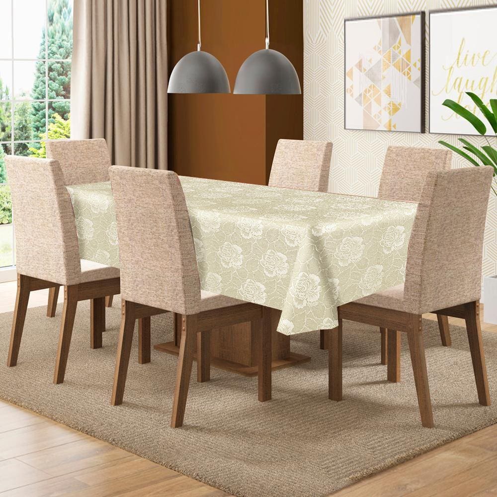 Toalha De Mesa De 6 Lugares Tecido Jacquard Retangular.