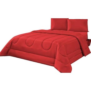 Edredom Casal Queen 3Pçs Cobertor Quente Inverno Vermelho
