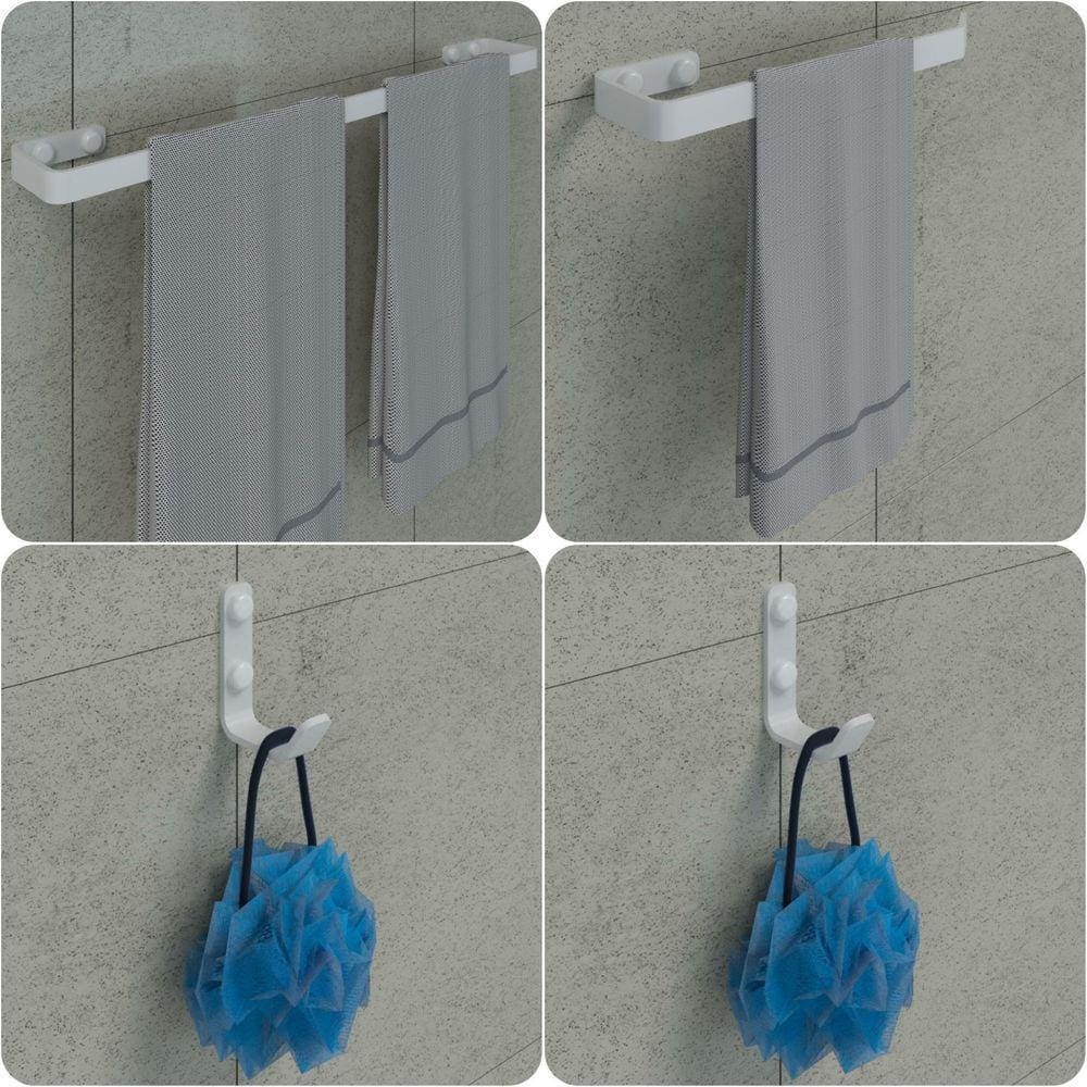 Kit Acessórios Para Banheiro Branco 4 Peças Plus