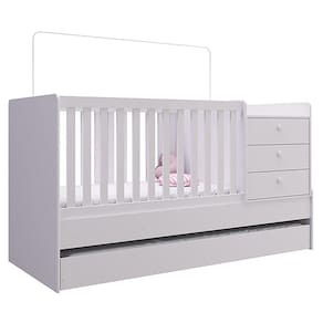Berço Mini Cama Com Auxiliar Certificado pelo Inmetro BB690 Branco - Completa Móveis
