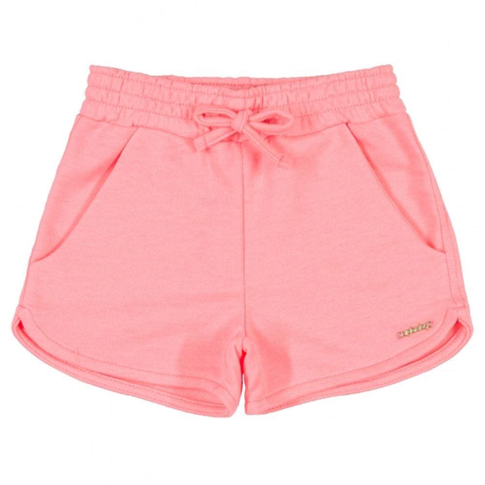 Shorts Infantil Menina em Moletom Rosa Flúor Up Baby